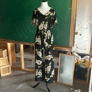 Charming Charlie Black Floral Maxi Dress Romper Beautiful Woman